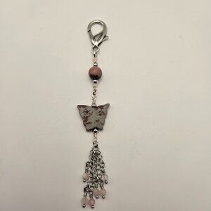 Handmade Gemstone Purse Charm Zipper Pull Butterfly